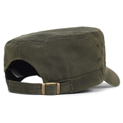 Bonés Militares de Lona Encerada Algodão Masculinos Impermeáveis Chapéu Cadete do Exército Design Único Vintage Topo Reto