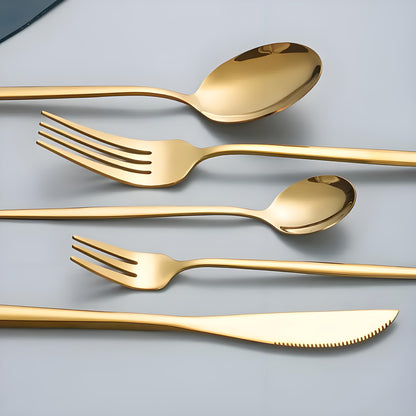 30 Talheres Dourados Prateados Conjunto de Talheres Aço Inoxidável Faca Garfo Colher Jogo de Mesa Conjunto de Talheres de Luxo para Cozinha de Festival
