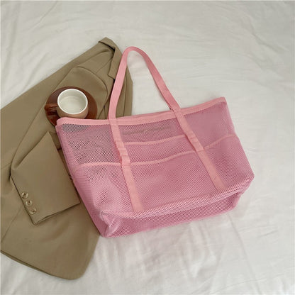 Multipocket Summer Large Beach Bag For Towels Mesh Durable Beach Bag For Toys Waterproof Underwear Pocket Beach Tote Bag