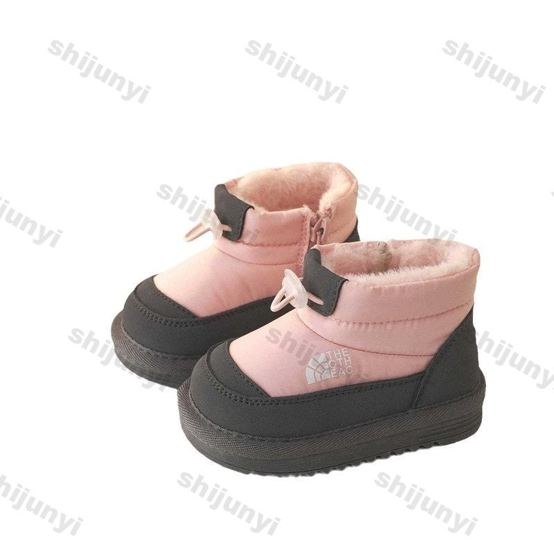 Children's Snow Boots Winter Boys Plush Thicken Platform Cotton Shoes Comfortable Girls Warm Waterproof Fashion Warm Plush Shoes