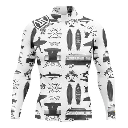 New Men's Surfing Shirt Gold Coast Lycra Rashguard RIGHTTRACK Long Sleeve Surf Sportswear Beach UV Swimwear UPF50+ Clothes