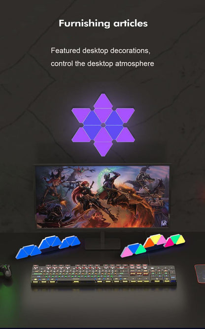 WIFI Bluetooth 5V USB Triangle Lamps Quantum Atmosphere LED Night Light For Game Bedroom Decoration Creative Decorat Wall Lamps