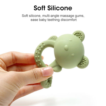 Hot sale cute bear baby rattle  silicone teether 0-1 year toy