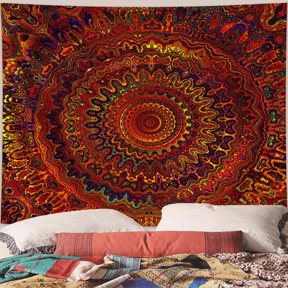 1pc Bohemian Mandala Tapestry, Retro Plant Flower psychedelic Tapestry, Hippie Style Room Decoration Wall Hanging