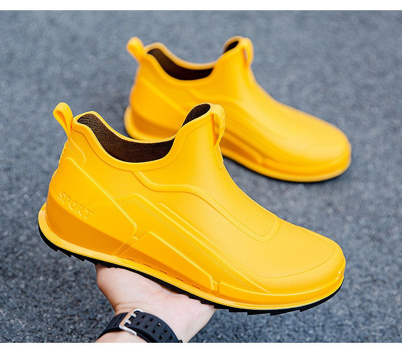 Ankle Rain Boots Men's Motorcycle Waterproof Shoes Outdoor Rain Boots Fishing Non-slip Rubber Shoes Thick Soled Water Shoes