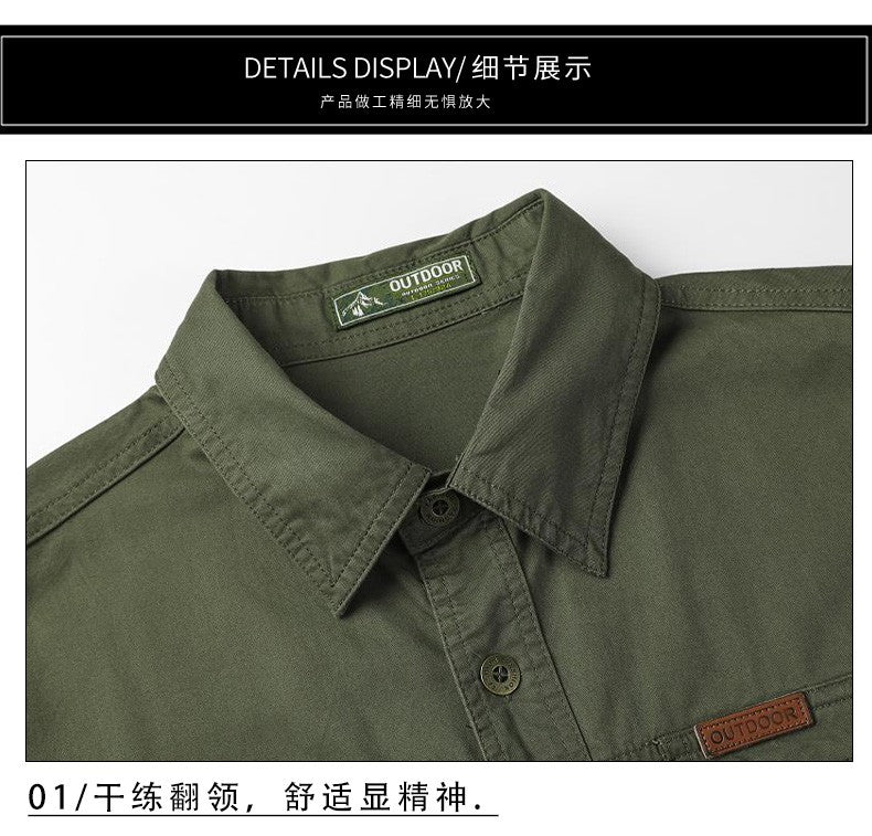 Mens Katoen Militaire Shirts Mannen Lange Mouwen Casual Dress Shirt Mannelijke Cargo Werk Shirts Heren Werken Shirts