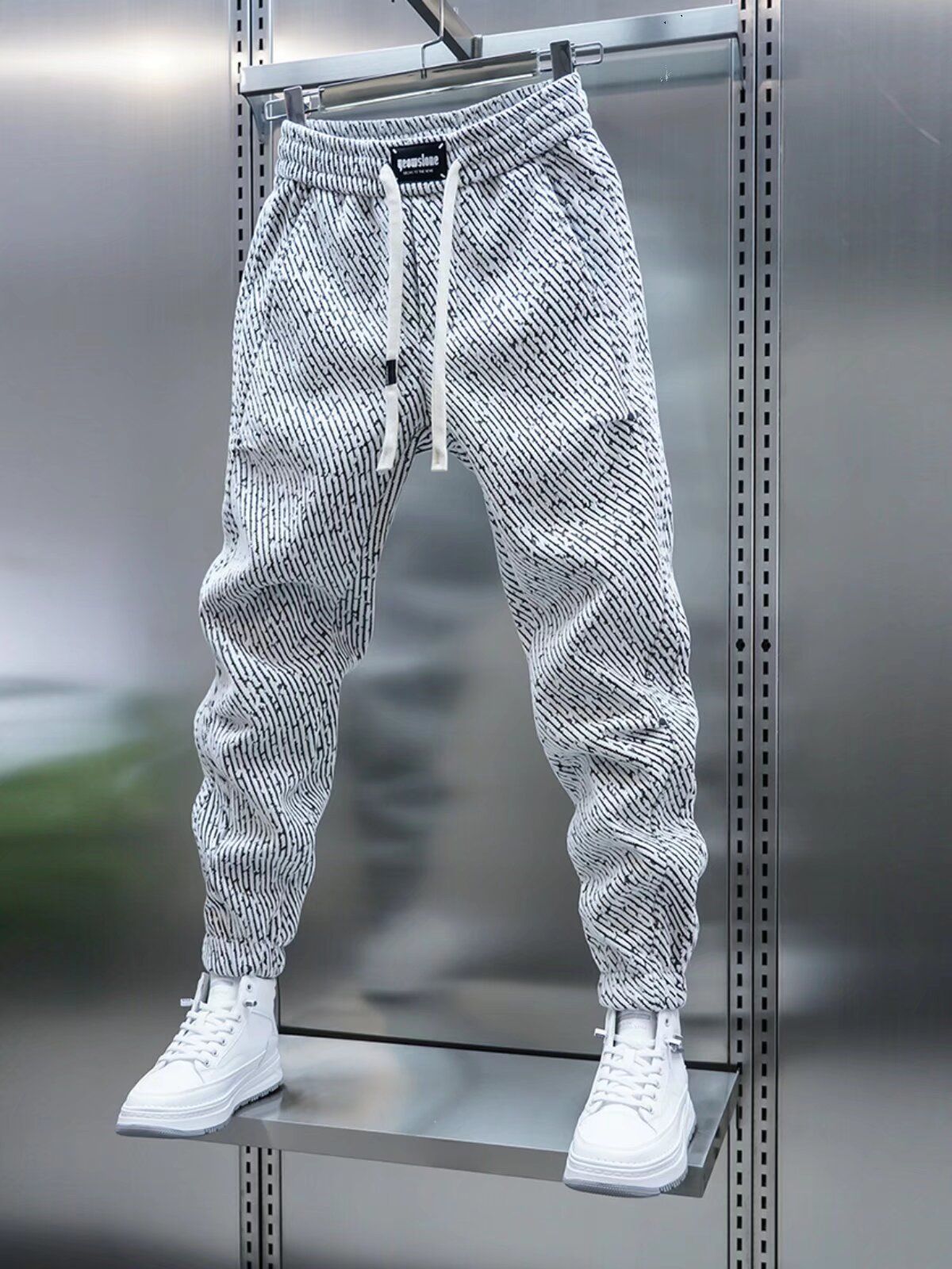 Spring And Autumn Men Harem Pants Zebra Striped Trousers Sport Clothing Cargo Sweatpants Brushed Loose Waist Versatile Pants