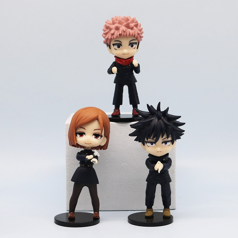 7 Peças/Pacote Q Posket Jujutsu Kaisen 9cm Boneco Satoru Gojo Itadori Yuji Geto Suguru Nobara Megumi Coleção Personagens Enfeites