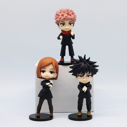 7 Peças/Pacote Q Posket Jujutsu Kaisen 9cm Boneco Satoru Gojo Itadori Yuji Geto Suguru Nobara Megumi Coleção Personagens Enfeites