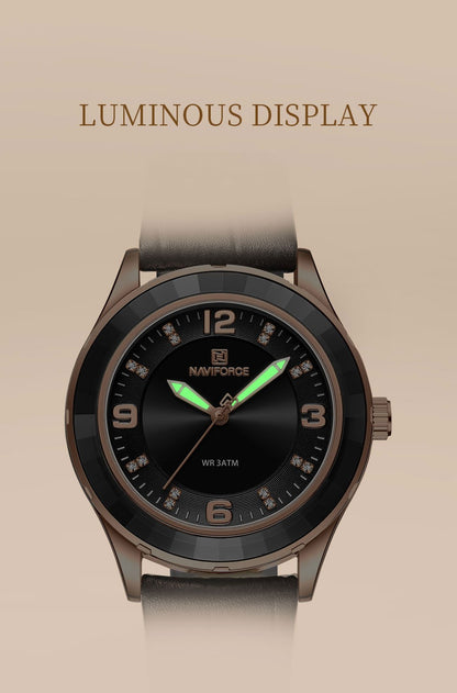 Naviforce 5040 Original New Woman Black Leather Classic Watch Ladies Girls Wristwatch Elegant Quartz Women's Watches