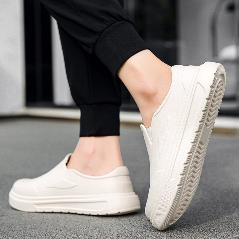 Men's Chef Shoes Anti Slip Oil Resistant Dirt Resistant Work Shoes Quick Drying Thick Soled Rain Shoes Large Size Breath Clogs