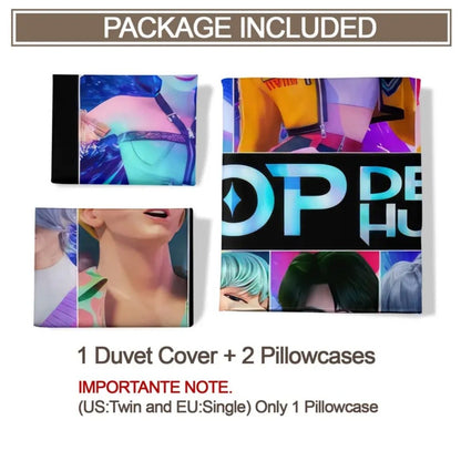 KPop D-Demon Hunters Bedding Set Single Halloween Costume Bedding Set - 2-3 Piece Comforter Quilt Duvet Cover Pillow Case Sets