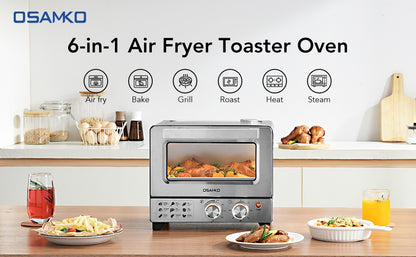 Forno Torradeira Fritadeira sem Óleo 6 em 1, Fritadeira sem Óleo de 12L com Infusão a Vapor, Forno Torradeira com Convecção e Cozimento a Vapor Suave com Pré-aquecimento Rápido,