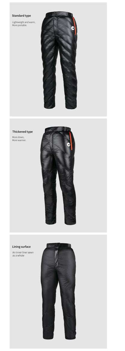 AEGISMAX Upgraded Men Outdoor Camping Hking Winter Warm Ultralight Goose Down Pants 800FP Waterproof Nylon Trousers Unisex