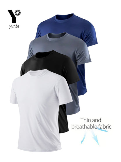 Round Neck T-Shirt 4-Color Black and White Gray Navy Ultra-Light Men's Quick-Drying Breathable Sweat-Absorbent Shirt Suitable Fo