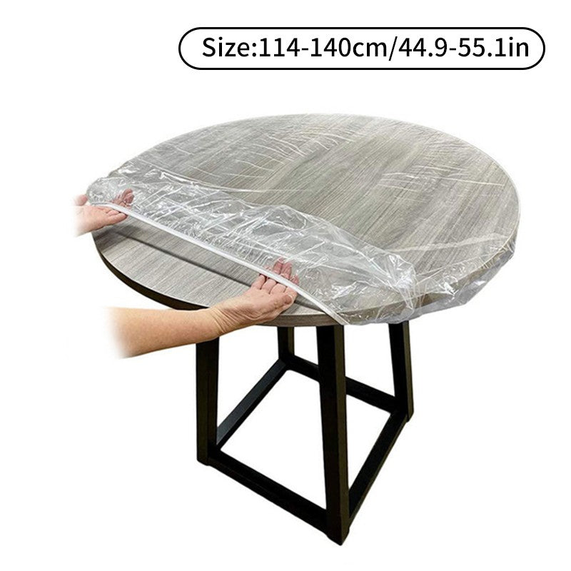 65-180cm Waterproof Round Transparent Elastic Edged Table Cover PVC Simple Convient Kitchen Catering Protector Tablecloth