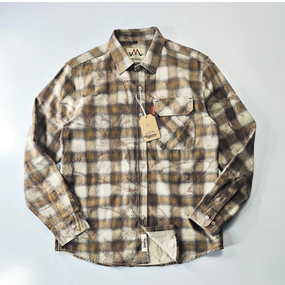 Autumn New Japanese Retro Long-Sleeve Lapel Plaid Cargo Shirt Men's Simple 100% Cotton Washed Pocket Casual Blouses Thin Coat