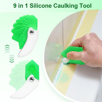 Ferramenta de calafetagem de silicone 9 em 1, espátula profissional para espalhar e remover rejunte de janelas e bordas de azulejos