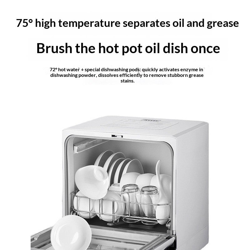 Desktop Household Dishwasher Plastic Intelligent Fully Automatic Disinfecting High Temperature 5 Sets Capacity 800W Electric