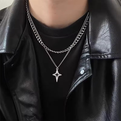 Colar com Pingente de Cruz Gótica Preta e Estrela Y2k Gargantilha Feminina Masculina Charm Grunge Punk Joias da Moda ?Acessórios Harajuku Emo