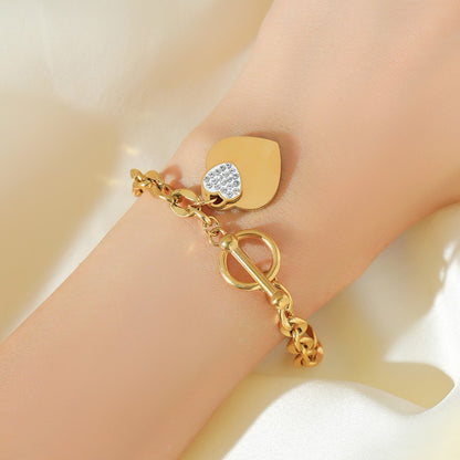EILIECK Pulseira Feminina de Aço Inoxidável 316L Dourada com Estrela-do-mar, Lua e Estrela, Joia da Moda, Presente para Festa