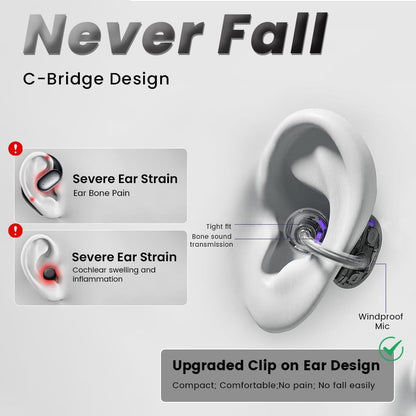 Open-Ear True Wireless Earbuds BT 5.4 OWS Earphone with 72H Play Time Long-Battery Life IP56 Waterproof Headphone for Sport Work
