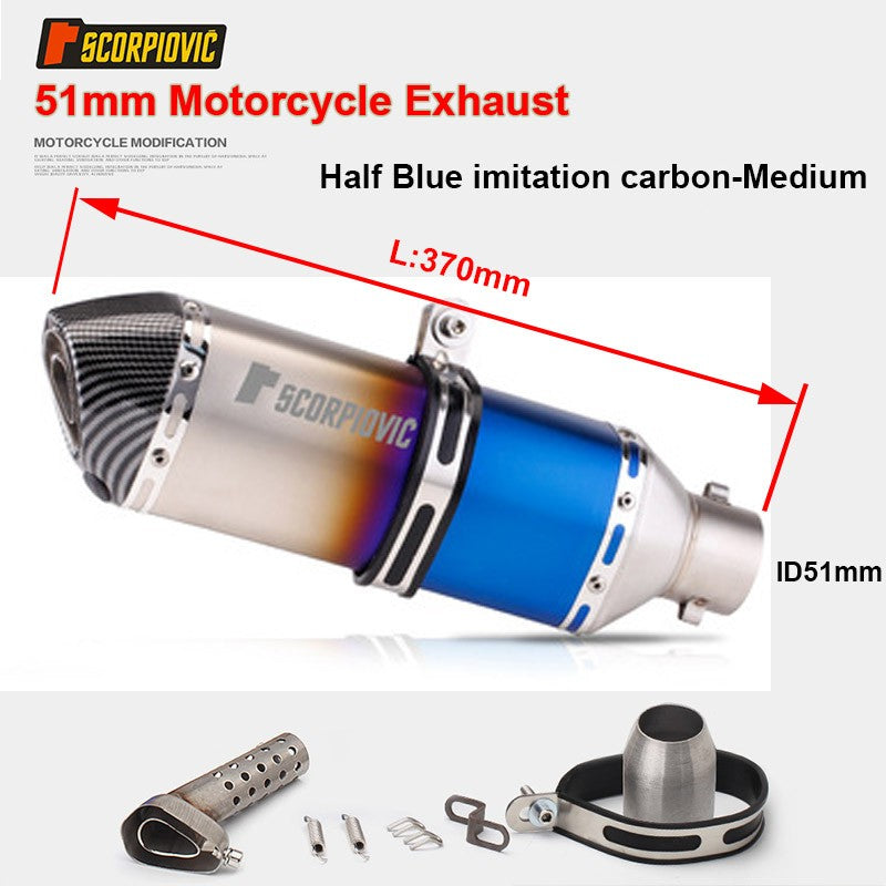 Universal Motorcycle 51mm Exhaust Pipe Carbon Fiber Muffler Exhaust Pipe db Killer Length300mm/ 370mm/ 470mm Multicolour Exhaust