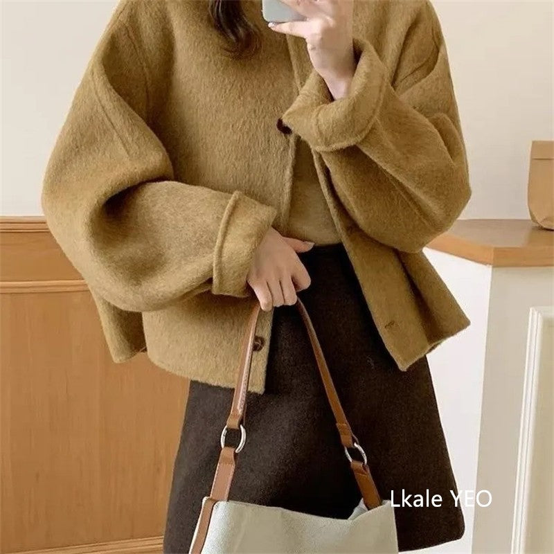 Women's Double-sided Woolen Coat 2025 Autumn Winter Fashion Elegant Femme Jacket Versatile Loose Ladies Jacket Woolen Outerwear