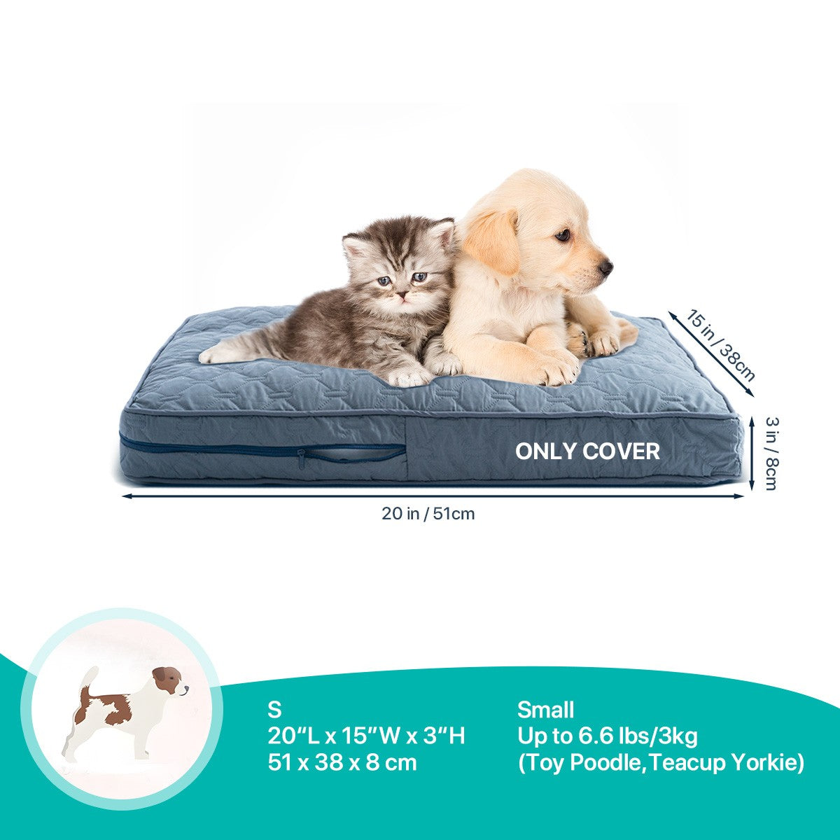 1 capa de cama ortopédica para cães grandes, capa lavável para cama de cão em espuma, colchonete para animais de estimação com acolchoamento multiagulha, capa para cama de caixa para cães
