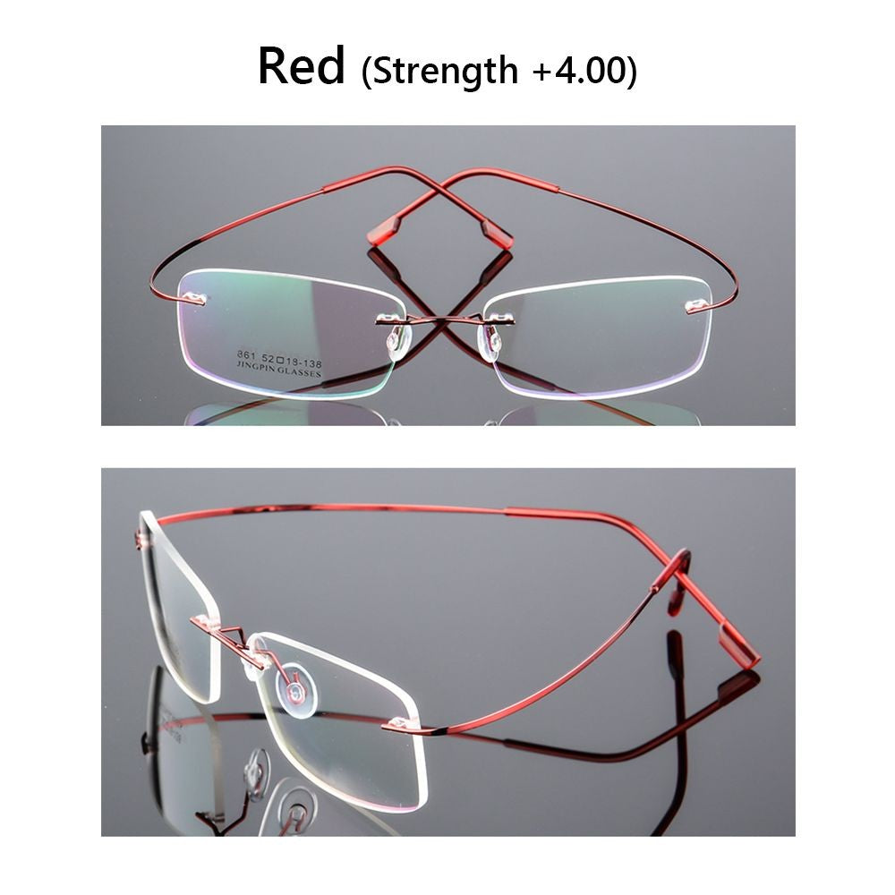 Ultralight TR90 Memory Titanium Rimless Reading Glasses Men&Women Presbyopic Eyeglasses +1.0 +1.5 +2.0 to+3.5 +4.0