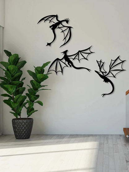 Dragon Metal Wall Art, Gift for Dragon Lovers, Room Decoration, Legend Cave Fantasy Art, Metal Mural Indoor and Outdoor Home Terrace Balcony Decoration,