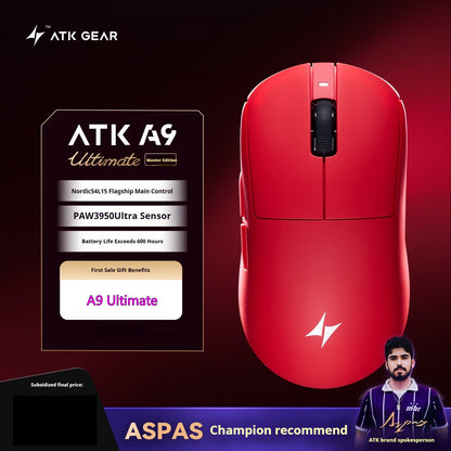 Mouse Gamer Sem Fio ATK A9 Ultra A9/A9 SE/A9 Plus/A9 Pro Tri Mode 8K Mouse Gamer 53g Leve Presente E-sports PC Personalizável