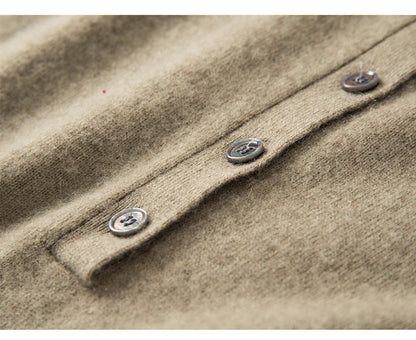 Autumn Winter New 100% Pure Cashmere Women Half Open Front Hoodie Set Knitted Two Piece Pullover Knitwear Wide Leg Pants