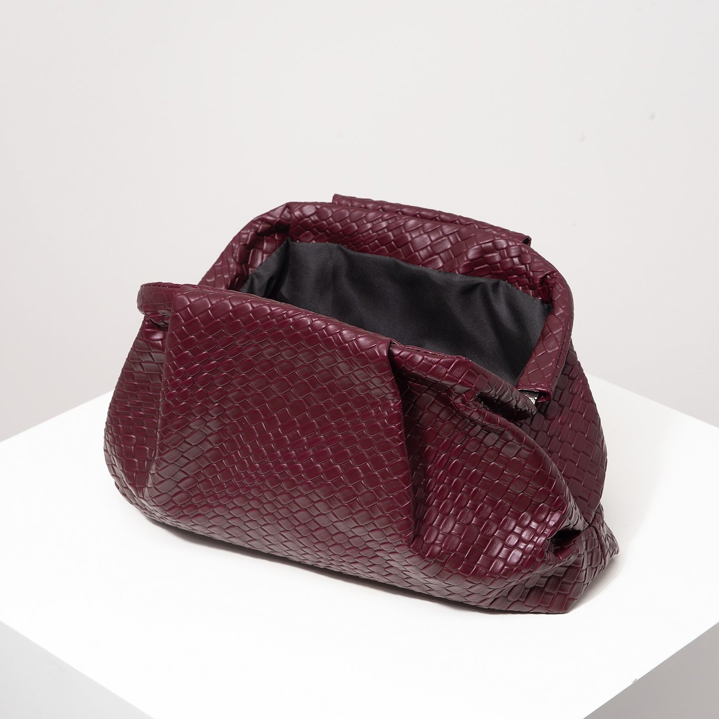 Vintage Artificial Leather Woven Pattern Clutch Bag?Burgundy Bag?Prom Dresses for Women?Large Capacity Women Purse