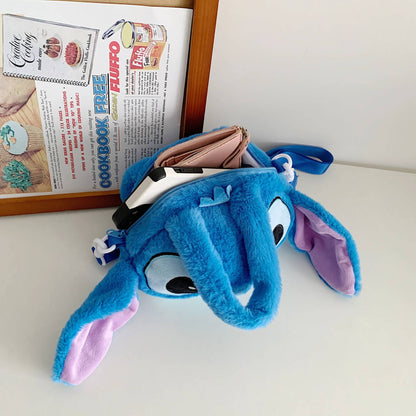 Disney Lilo & Stitch Plush Toys Kawaii Plush Messenger Bag Girl Handbag Anime Stuffed Toys Children Cartoon Plushie Soft Bag