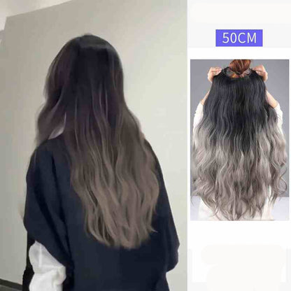 Extensões de Cabelo Sintético em V de uma Peça com 4 Clips Cabelo Liso Longo Peruca Cor 50CM Cabelo Falso Natural