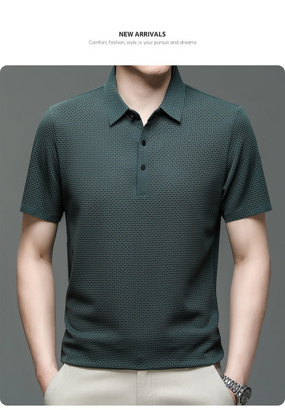?High-quality?M-4XL Summer New Men's Short Sleeve T-shirt Cool and Breathable POLO Shirt Business Casual Sweat-absorbing Top