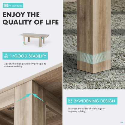 55.1-86.6 in Extendable Dining Room Table for 6-10 Person - Plank and Beam Farmhouse Large Rectangular Kitchen Tables for Living