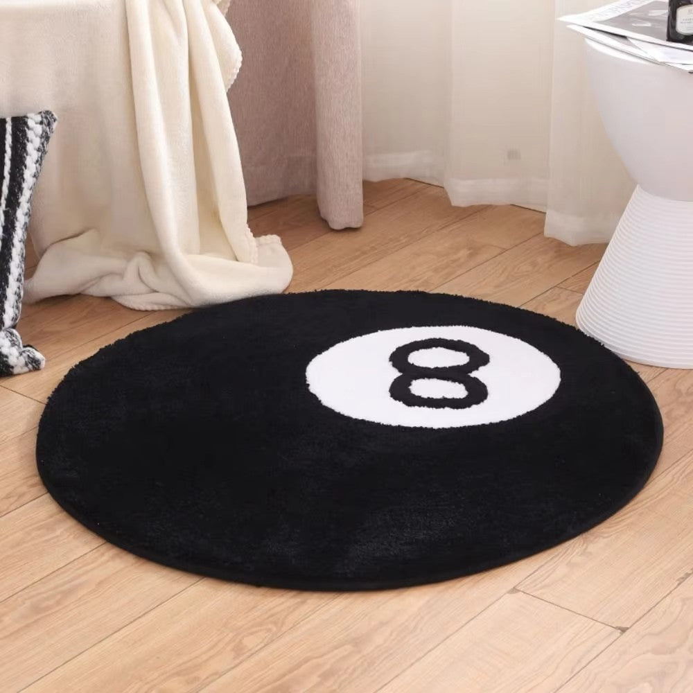 VIKAMA Billiards Black Eight Carpet Warmth Retention & Anti-Slip Bathroom Mat Bedroom Entrance & Bedside Rug Home Decor