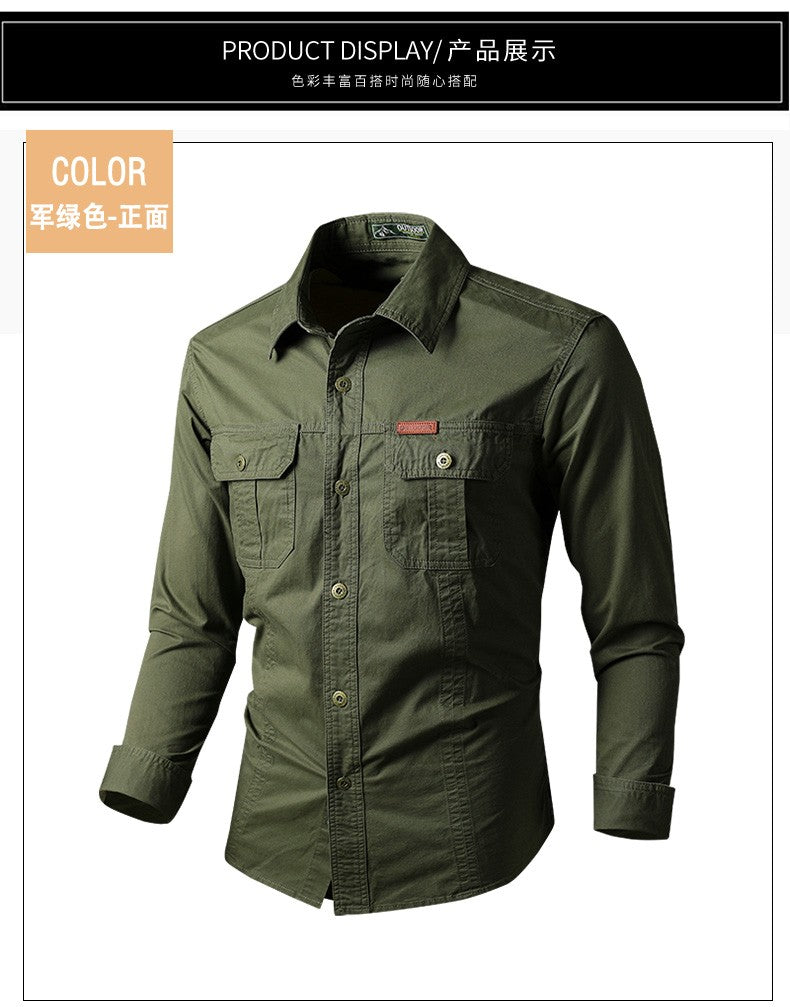 Mens Katoen Militaire Shirts Mannen Lange Mouwen Casual Dress Shirt Mannelijke Cargo Werk Shirts Heren Werken Shirts