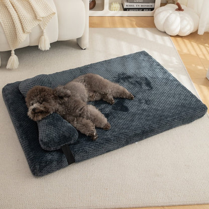 Cama Quente Calmante para Cães com Almofada, Tapete Felpudo e Fofo para Cães com Capa de Inverno Removível para Cães e Gatos de Porte Grande, Médio e Pequeno