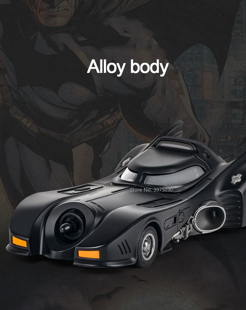 1:24 Scale 1989 Batmobile Sports Car Alloy Miniature Model Metal Diecast Vehicle Sound Light Plaything Decoration Gifts for Kids