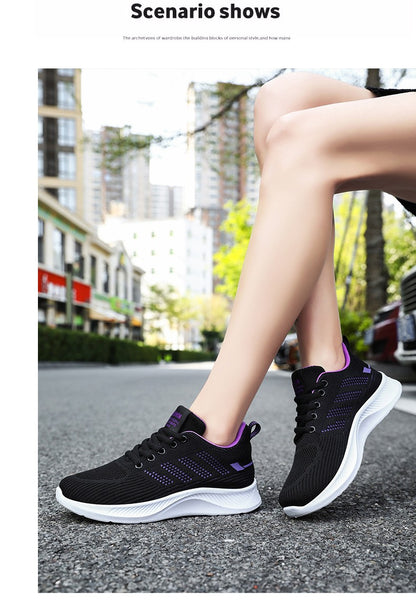 Litfun Women's Casual Sports Shoes Fashion Female Soft Bottom Sneakers Breathable Mesh Running Shoes Leisure Light Flats Shoes