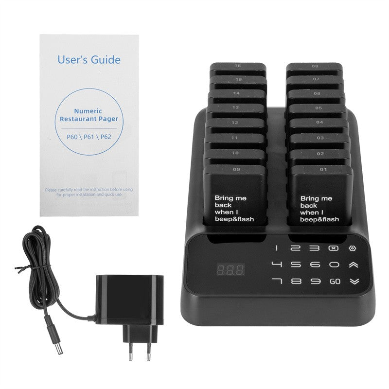 Wireless Restaurant Pagers Calling System 16 Coasters Buzzer Vibrator Bell Receivers For Food Truck Bar Coffee Fast Food Hotel