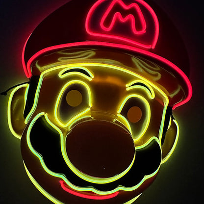 Funny Glowing Masquerade Disguise Mask Props Adult Kids Game Theme Cosplay Luminous Mask Carnival Neon Light Up Supplies