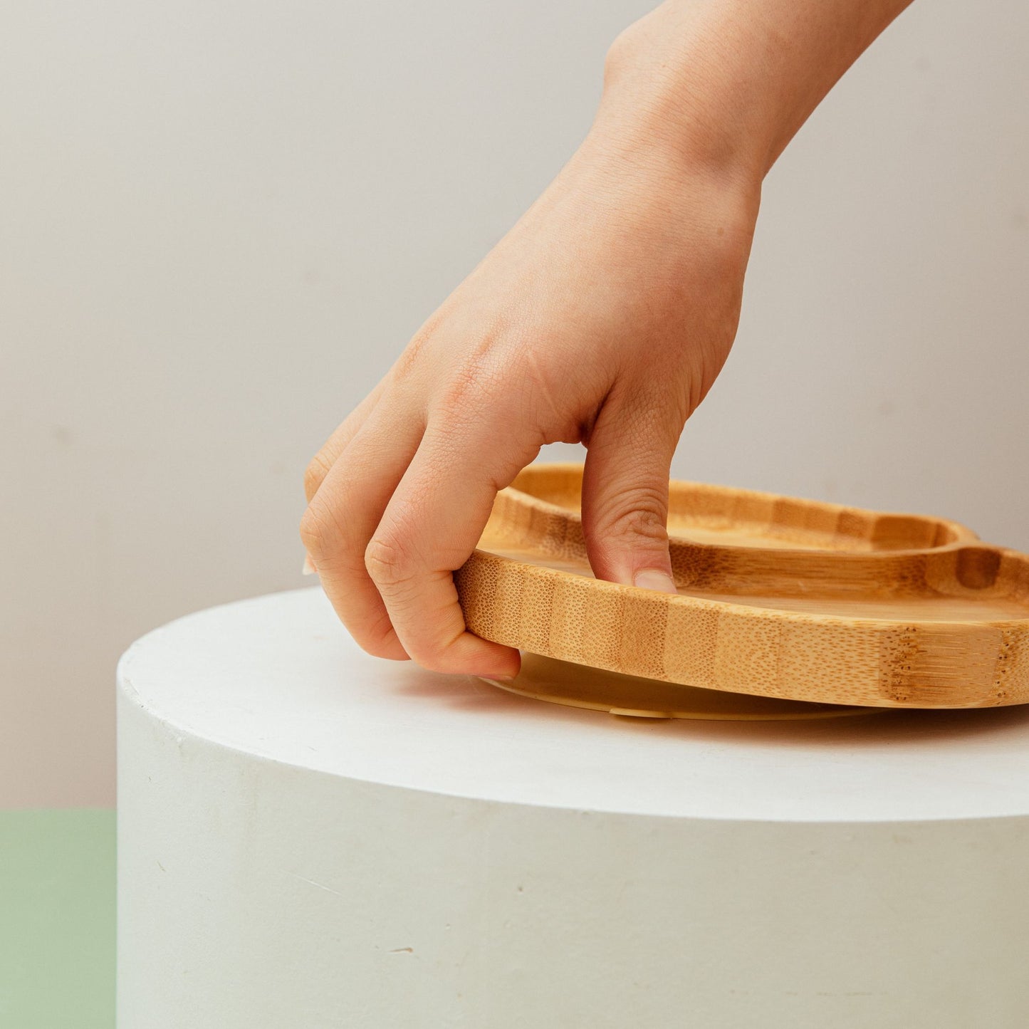 3Pcs Baby Bamboo Plate Silicone Suction Kids Wooden Feeding Tableware Non-slip Dinnerware Baby Tableware for Baby Birthday Gift