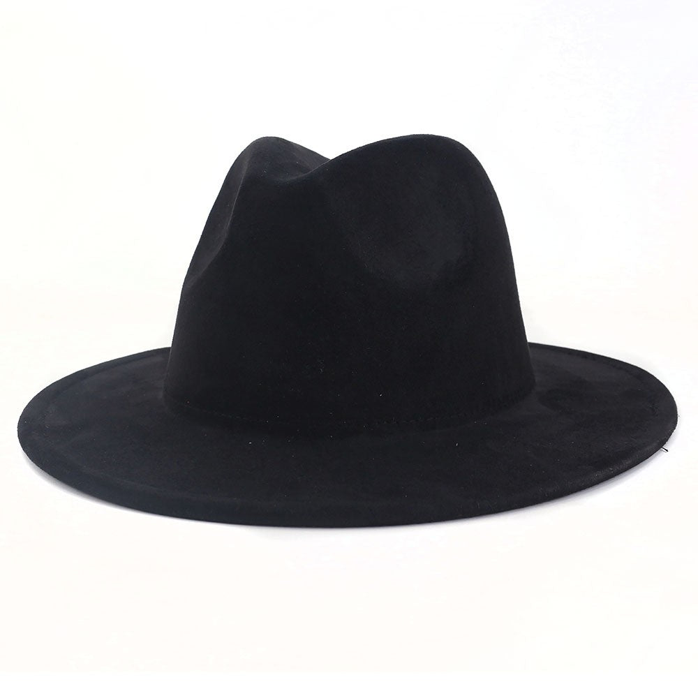 Chapéus Fedora de Camurça Feminino de Luxo Cor Sólida Elegante Festa Igreja Cartola Masculino Aba Larga Panamá Boné de Feltro Sombreros De Mujer