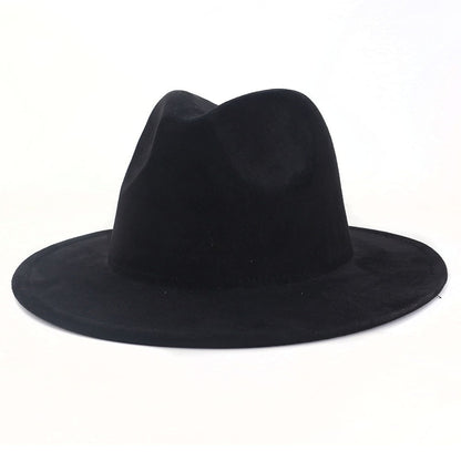 Chapéus Fedora de Camurça Feminino de Luxo Cor Sólida Elegante Festa Igreja Cartola Masculino Aba Larga Panamá Boné de Feltro Sombreros De Mujer