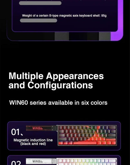 Teclado Gamer AULA WIN60/68HE Magnetic Switch 8000Hz Teclado Mecânico Customizável E-sport de Baixa Latência para FPS