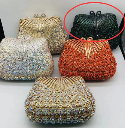 Women Gold Color Flower Rhinestones Clutch Bags Crystal Evening Purse Stones Metal Clutches Small Minaudiere Handbag Wedding Bag